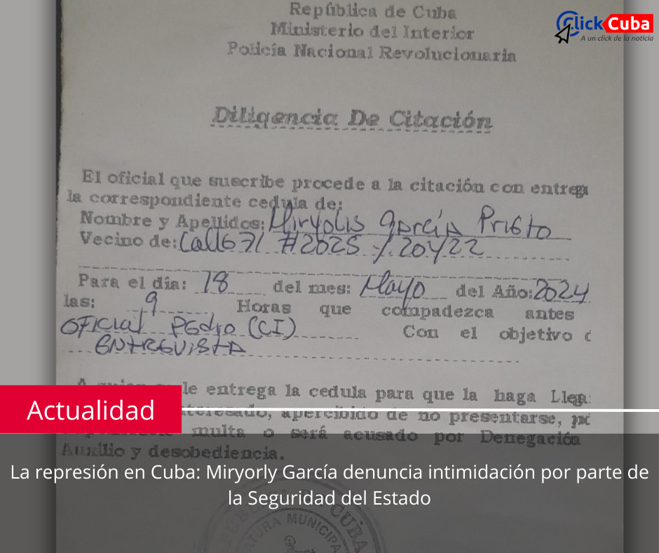 La represión en Cuba: Miryorly García denuncia intimidación por parte de la Seguridad del Estado