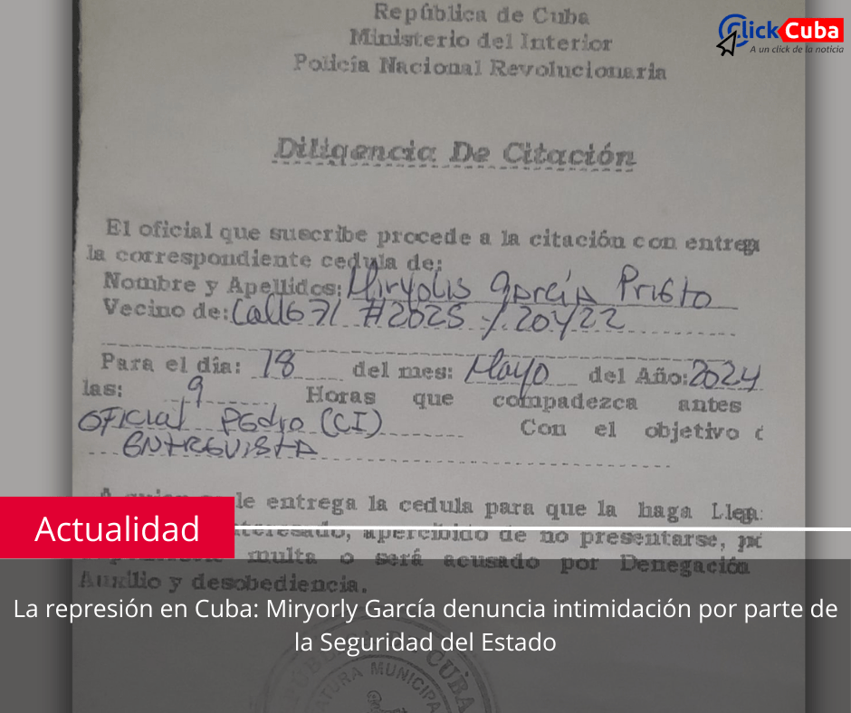 La represión en Cuba: Miryorly García denuncia intimidación por parte de la Seguridad del&nbsp;Estado
