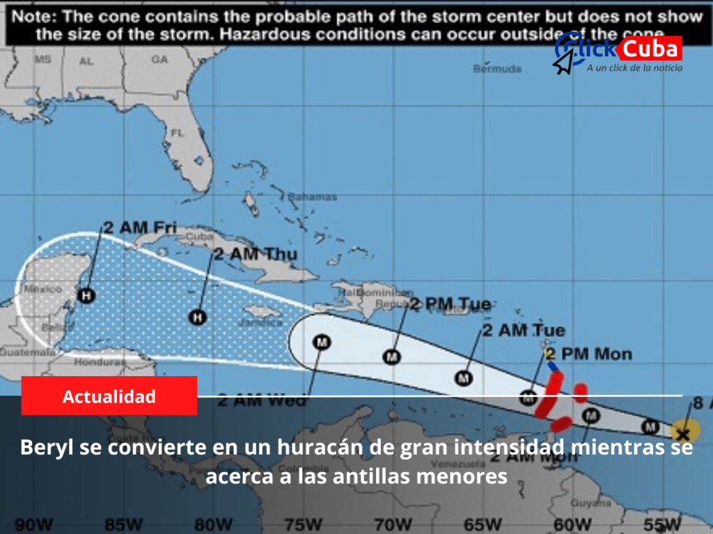 Beryl se convierte en un huracán de gran intensidad mientras se acerca a las antillas&nbsp;menores