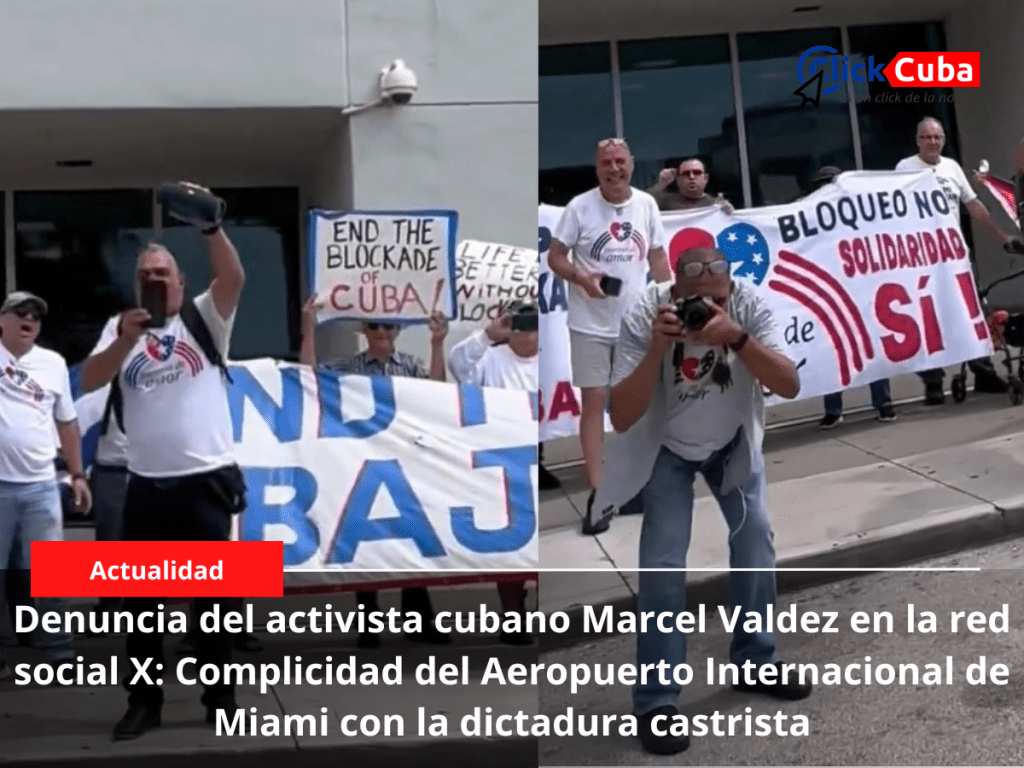 Denuncia del activista cubano Marcel Valdez en la red social X: Complicidad del Aeropuerto Internacional de Miami con la dictadura&nbsp;castrista