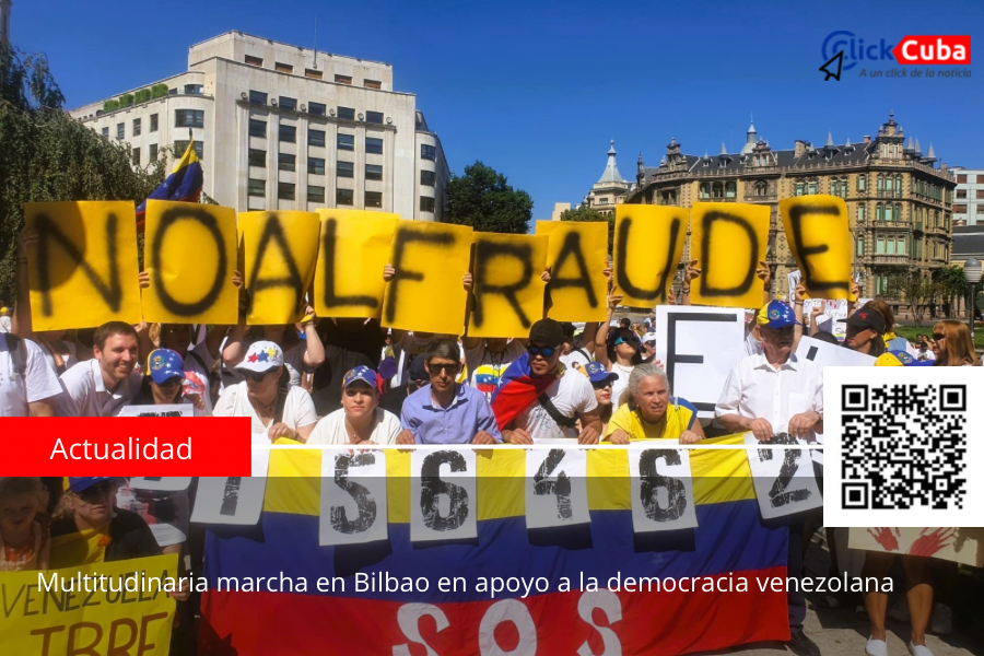 Multitudinaria marcha en Bilbao en apoyo a la democracia venezolana