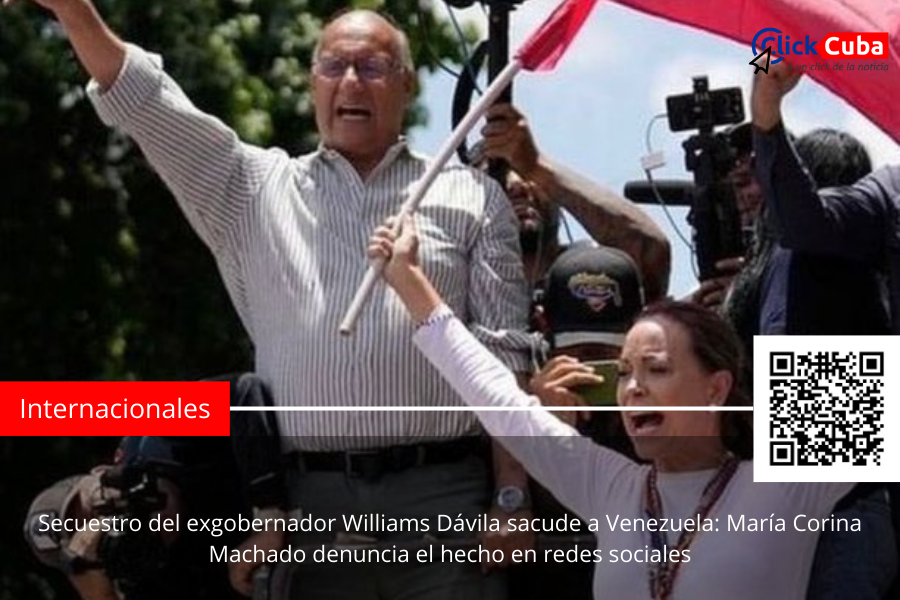 Secuestro del exgobernador Williams Dávila sacude a Venezuela: María Corina Machado denuncia el hecho en redes sociales