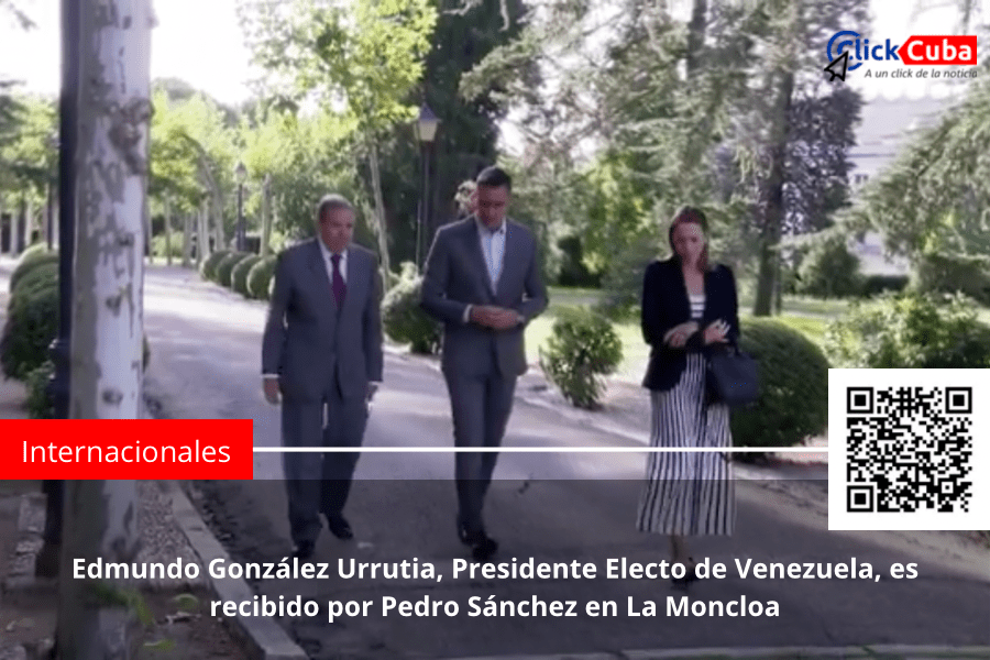 Edmundo González Urrutia, Presidente Electo de Venezuela, es recibido por Pedro Sánchez en La&nbsp;Moncloa