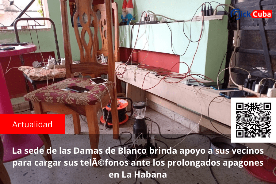 La sede de las Damas de Blanco brinda apoyo a sus vecinos para cargar sus teléfonos ante los prolongados apagones en La&nbsp;Habana