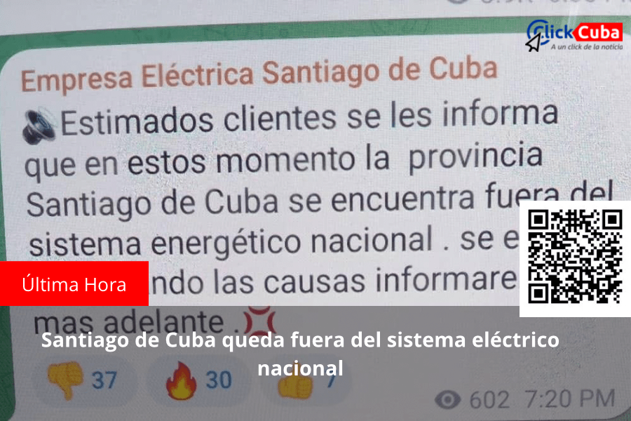 Santiago de Cuba queda fuera del sistema eléctrico&nbsp;nacional