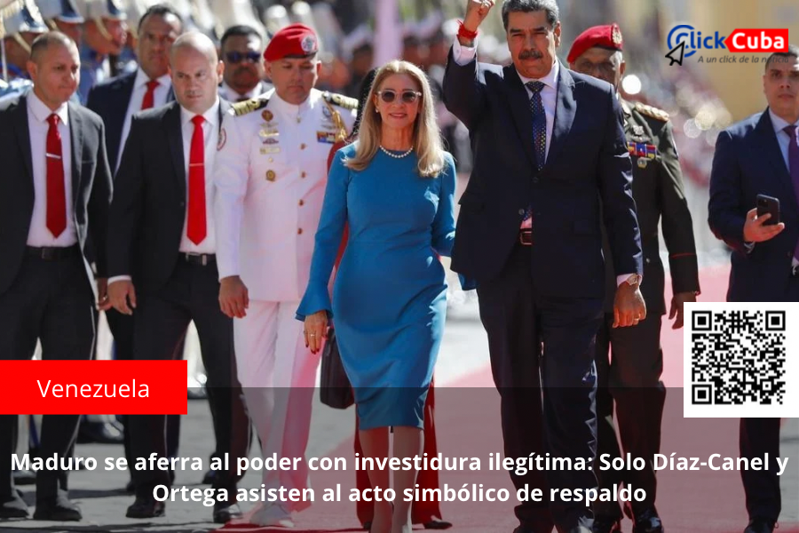 Maduro se aferra al poder con investidura ilegítima: Solo Díaz-Canel y Ortega asisten al acto simbólico de respaldo