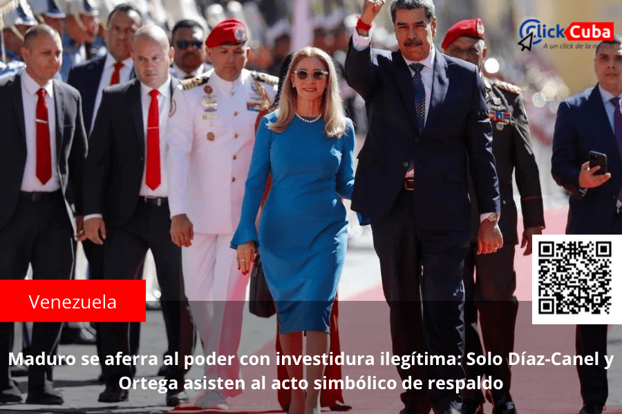 Maduro se aferra al poder con investidura ilegítima: Solo Díaz-Canel y Ortega asisten al acto simbólico de&nbsp;respaldo