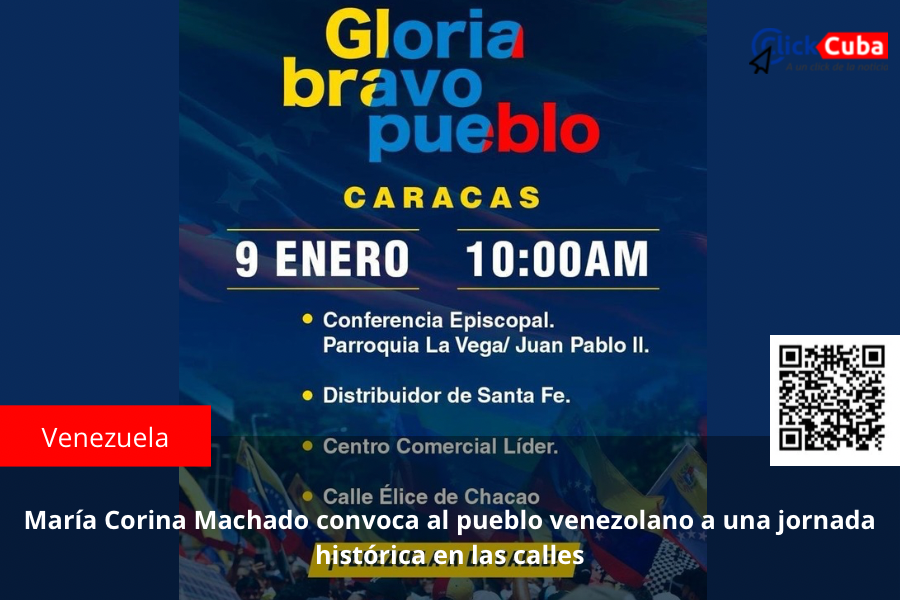 María Corina Machado convoca al pueblo venezolano a una jornada histórica en las calles