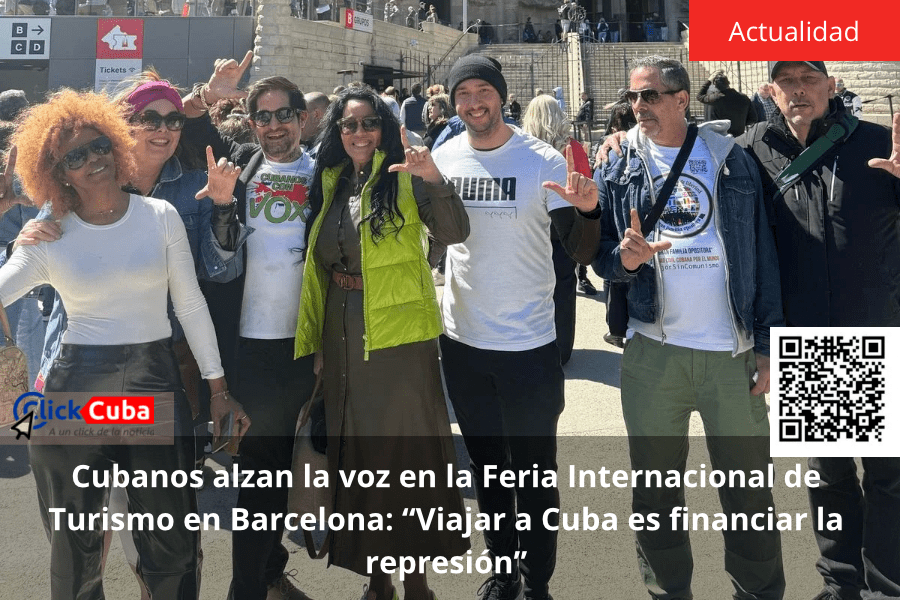 Cubanos alzan la voz en la Feria Internacional de Turismo en Barcelona: “Viajar a Cuba es financiar la&nbsp;represión”