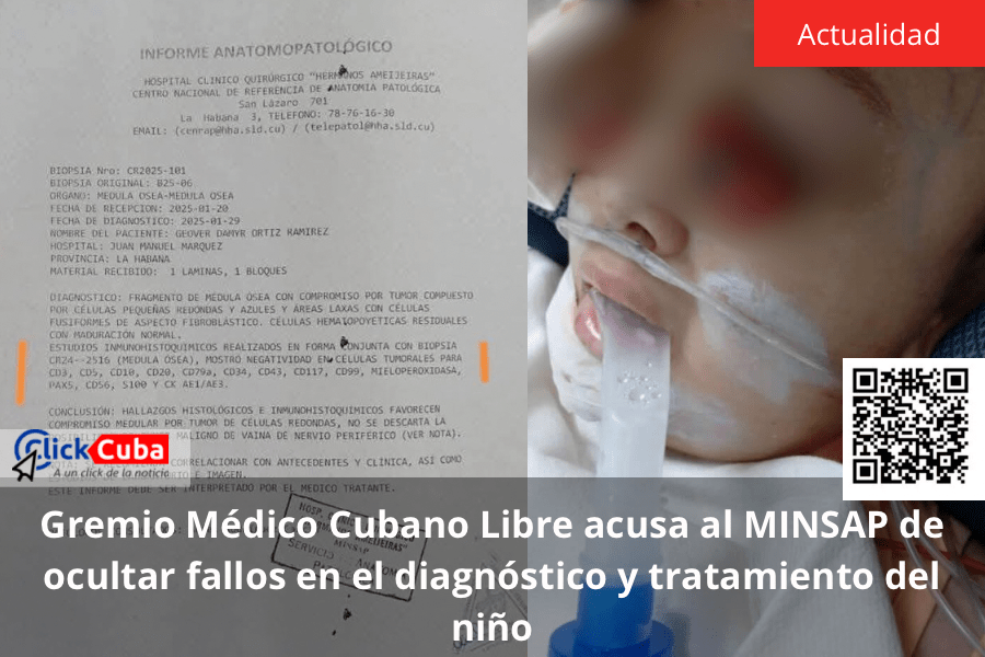 Gremio Médico Cubano Libre acusa al MINSAP de ocultar fallos en el diagnóstico y tratamiento del&nbsp;niño