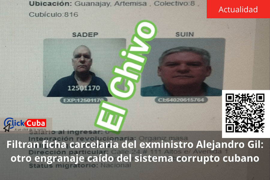 Filtran ficha carcelaria del exministro Alejandro Gil: otro engranaje caído del sistema corrupto&nbsp;cubano