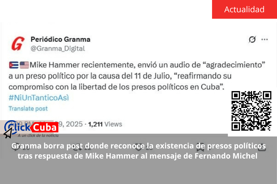 Granma borra post donde reconoce la existencia de presos políticos tras respuesta de Mike Hammer al mensaje de Fernando&nbsp;Michel
