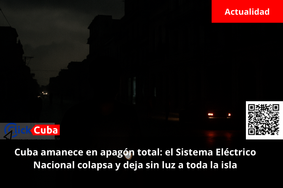 Cuba amanece en apagón total: el Sistema Eléctrico Nacional colapsa y deja sin luz a toda la&nbsp;isla