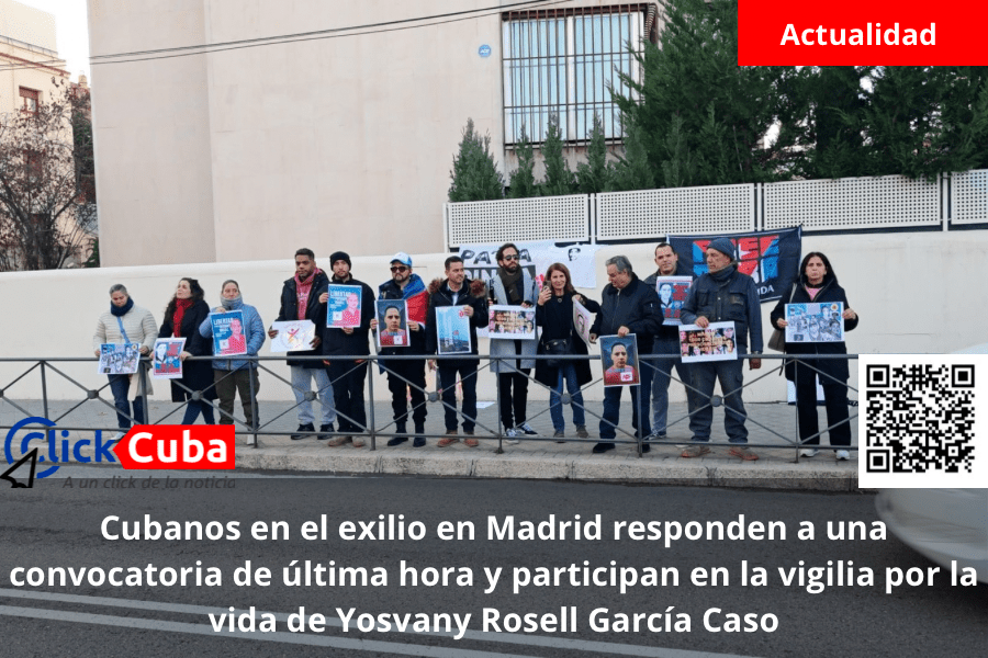 Cubanos en el exilio en Madrid responden a una convocatoria de última hora y participan en la vigilia por la vida de Yosvany Rosell García&nbsp;Caso