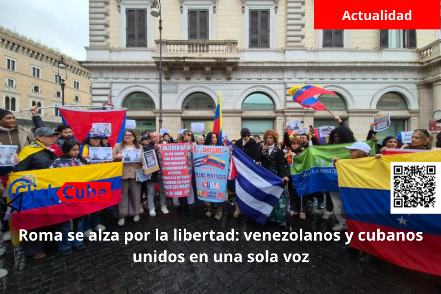 Roma se alza por la libertad: venezolanos y cubanos unidos en una sola&nbsp;voz