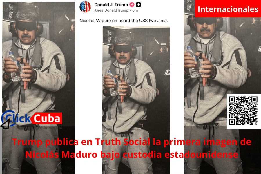 Trump publica en Truth Social la primera imagen de Nicolás Maduro bajo custodia estadounidense