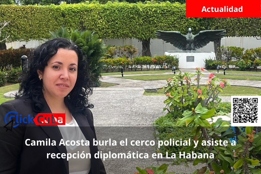 Camila Acosta burla el cerco policial y asiste a recepción diplomática en La&nbsp;Habana