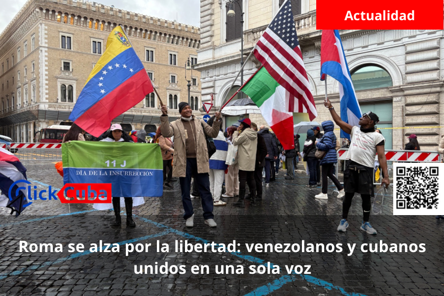 Roma se alza por la libertad: venezolanos y cubanos unidos en una sola&nbsp;voz