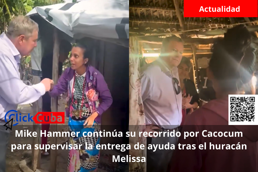 Mike Hammer continúa su recorrido por Cacocum para supervisar la entrega de ayuda tras el huracán&nbsp;Melissa