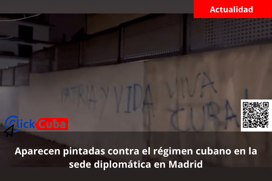 Aparecen pintadas contra el régimen cubano en la sede diplomática en&nbsp;Madrid