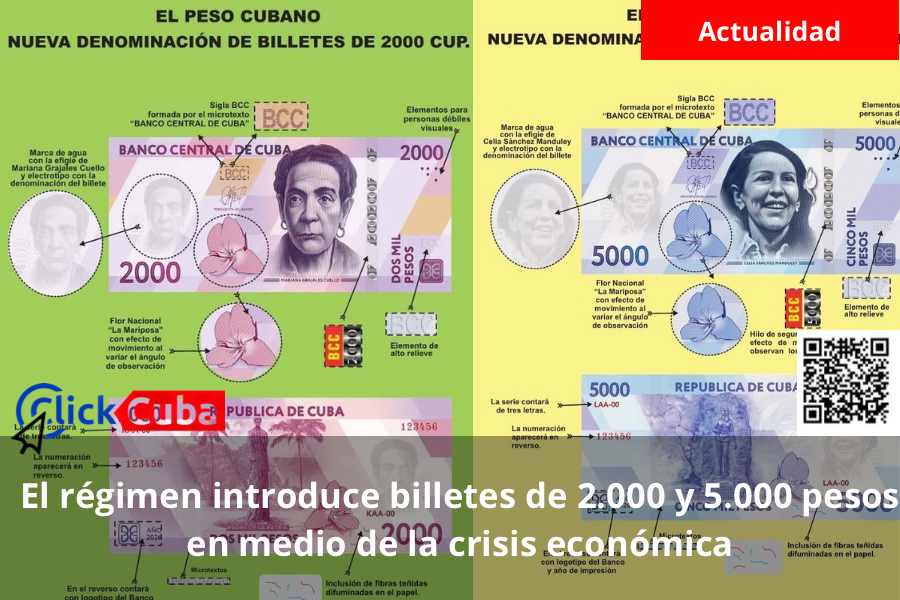 El régimen introduce billetes de 2.000 y 5.000 pesos en medio de la crisis económica