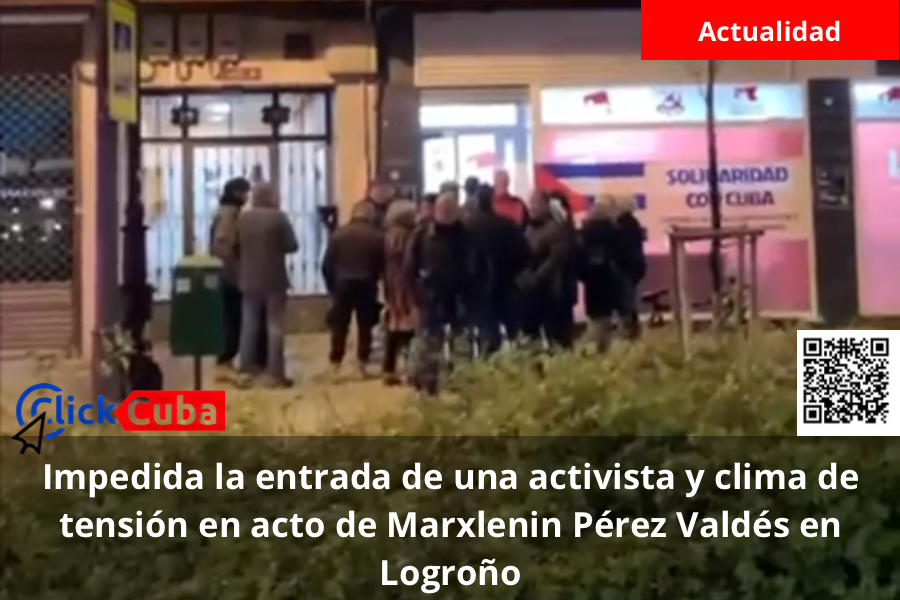 Impedida la entrada de una activista y clima de tensión en acto de Marxlenin Pérez Valdés en&nbsp;Logroño