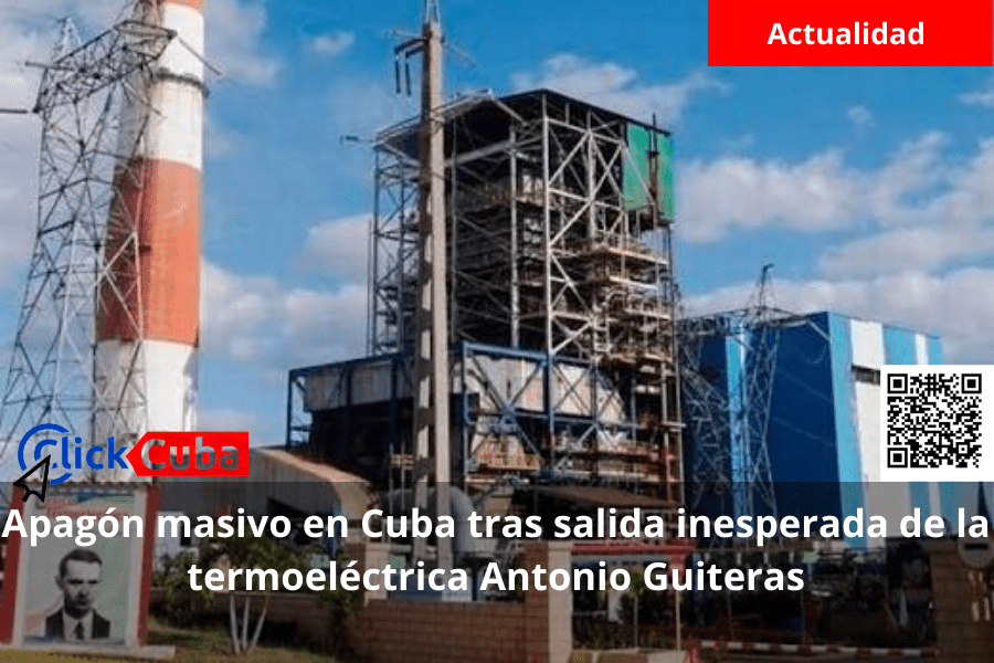 Apagón masivo en Cuba tras salida inesperada de la termoeléctrica Antonio&nbsp;Guiteras