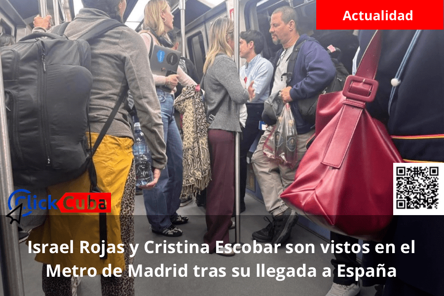 Israel Rojas y Cristina Escobar son vistos en el Metro de Madrid tras su llegada a&nbsp;España