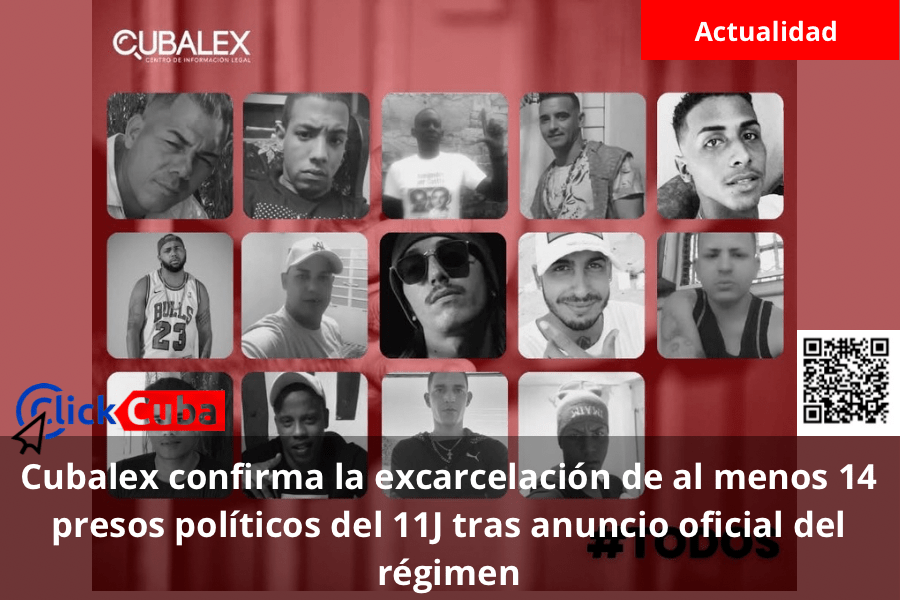 Cubalex confirma la excarcelación de al menos 14 presos políticos del 11J tras anuncio oficial del régimen