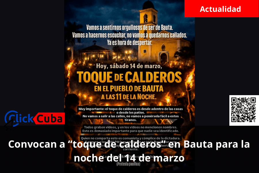 Convocan a “toque de calderos” en Bauta para la noche del 14 de marzo