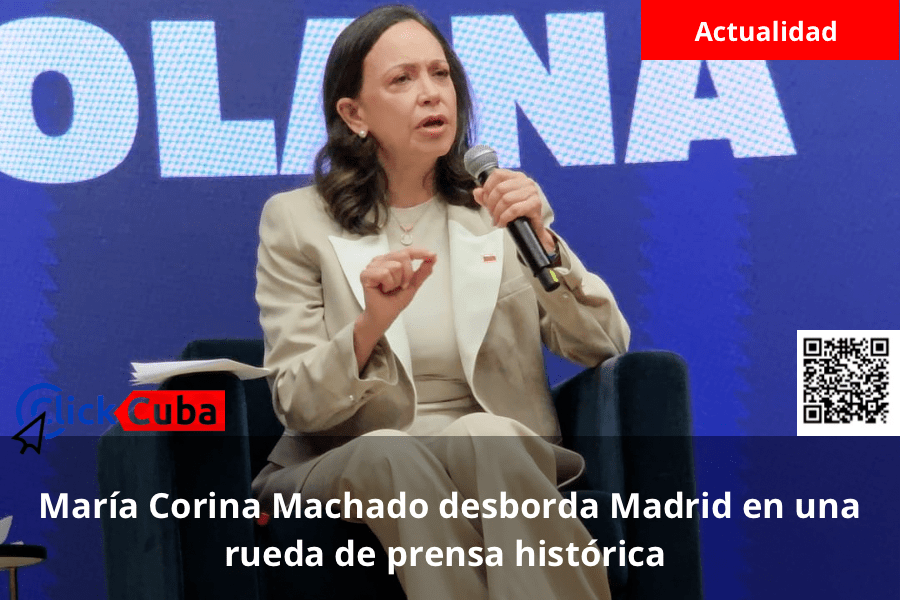 María Corina Machado desborda Madrid en una rueda de prensa&nbsp;histórica