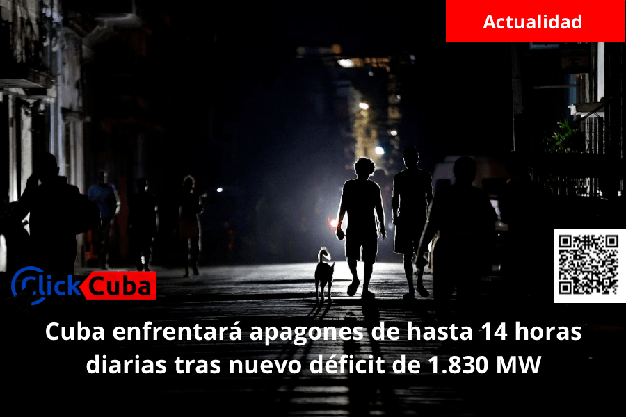 Cuba enfrentará apagones de hasta 14 horas diarias tras nuevo déficit de 1.830 MW