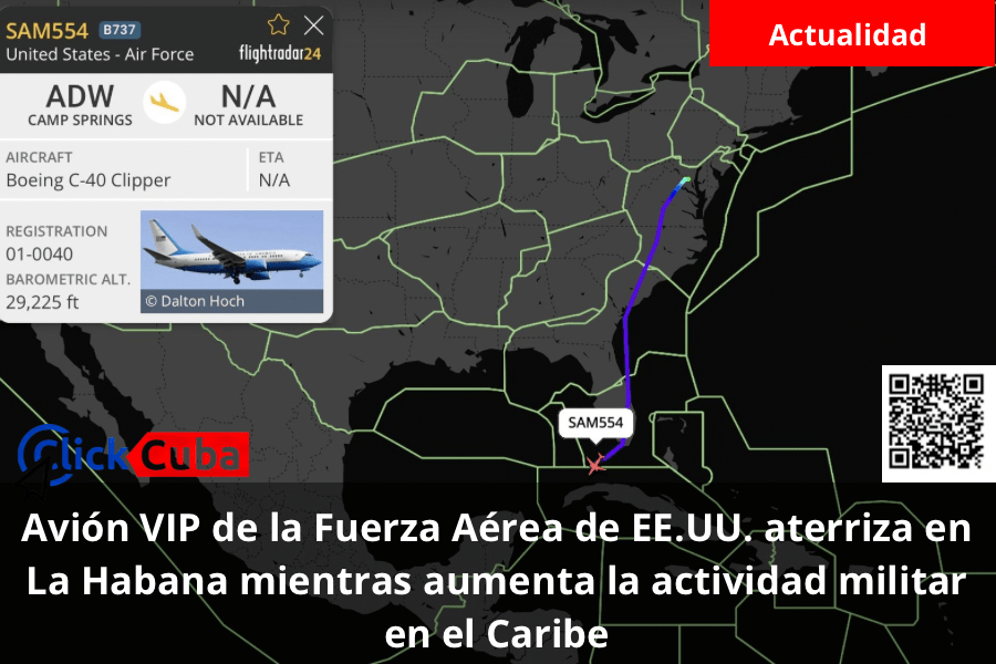Avión VIP de la Fuerza Aérea de EE.UU. aterriza en La Habana mientras aumenta la actividad militar en el&nbsp;Caribe