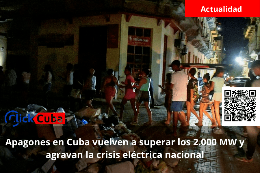 Apagones en Cuba vuelven a superar los 2.000 MW y agravan la crisis eléctrica&nbsp;nacional