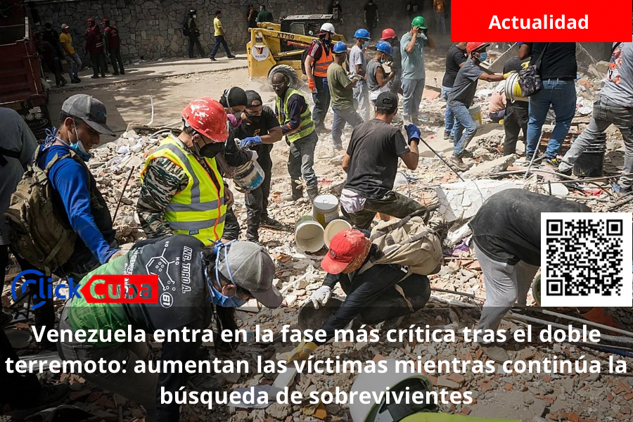 Venezuela entra en la fase más crítica tras el doble terremoto: aumentan las víctimas mientras continúa la búsqueda de&nbsp;sobrevivientes