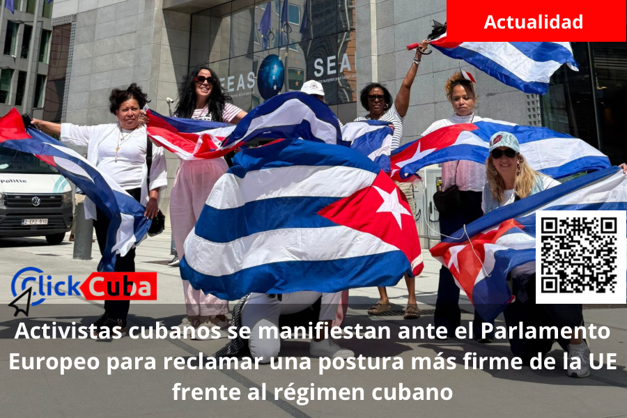 Activistas cubanos se manifiestan ante el Parlamento Europeo para reclamar una postura más firme de la UE frente al régimen&nbsp;cubano