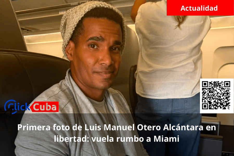 Primera foto de Luis Manuel Otero Alcántara en libertad: vuela rumbo a Miami