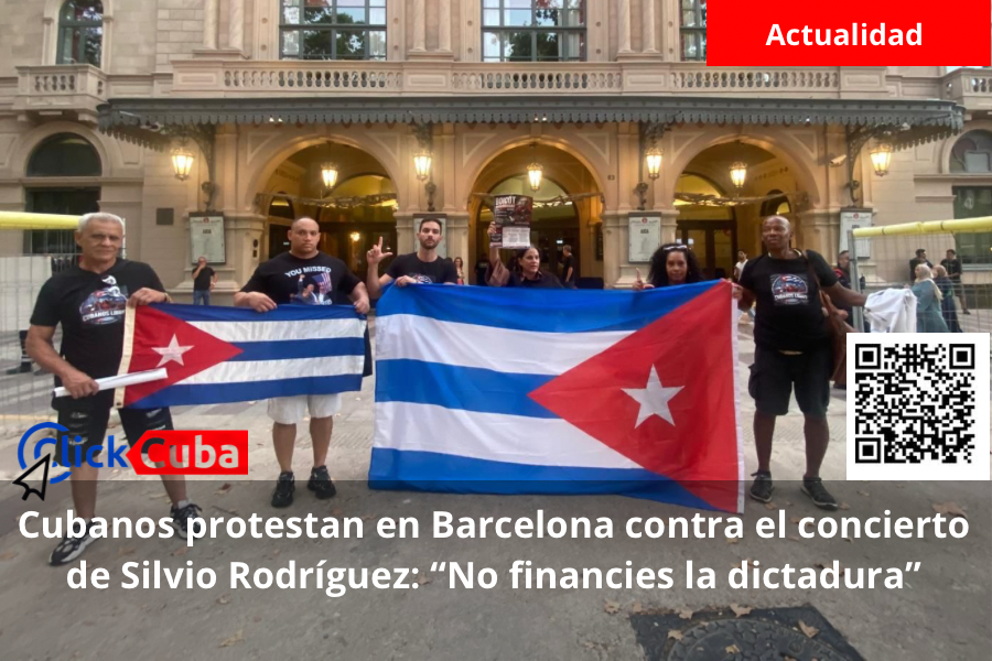 Cubanos protestan en Barcelona contra el concierto de Silvio Rodríguez: “No financies la dictadura”