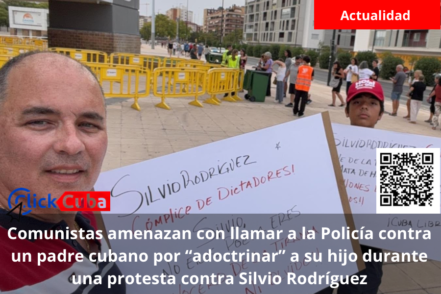Comunistas amenazan con llamar a la Policía contra un padre cubano por “adoctrinar” a su hijo durante protesta contra Silvio Rodríguez