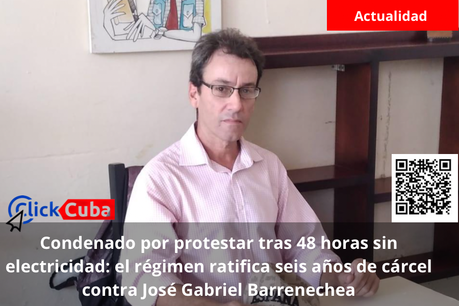 Condenado por protestar tras 48 horas sin electricidad: el régimen ratifica seis años de cárcel contra José Gabriel Barrenechea