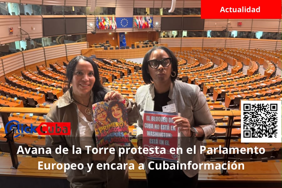 Avana de la Torre lleva al Parlamento Europeo su protesta contra la dictadura cubana y encara a Cubainformación
