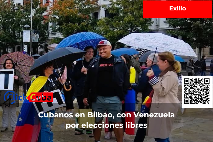 Los cubanos de Euskadi se suman en Bilbao a la concentración venezolana por elecciones libres